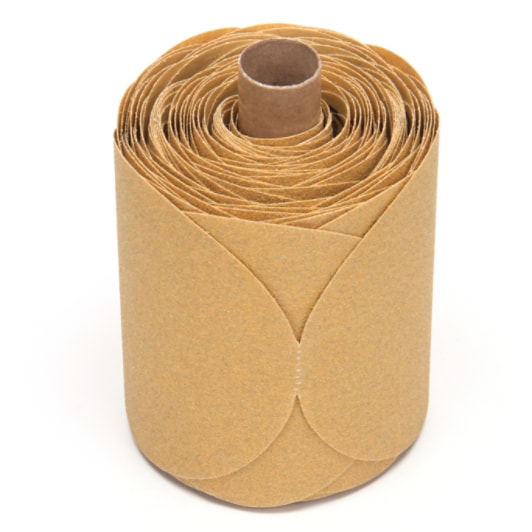 3M Stikit disc rolls are multiple adhesive-backed abrasive discs rolled onto a core