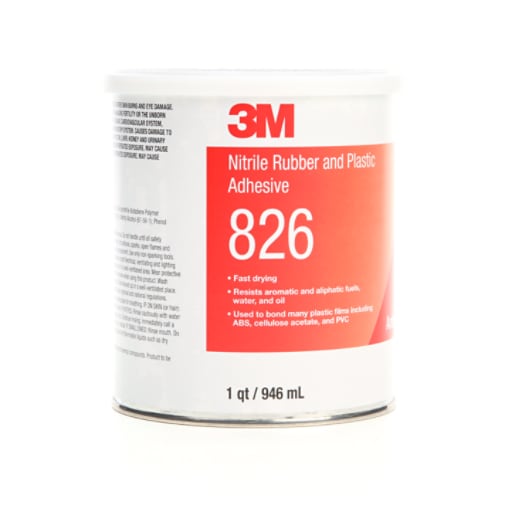 3M™ Nitrile Plastic Adhesive 826, Amber, 1 Quart, 12 Can/Case