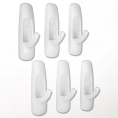 Command Utility Hooks 17001VP 6 White Medium 6 Pack Value Pack