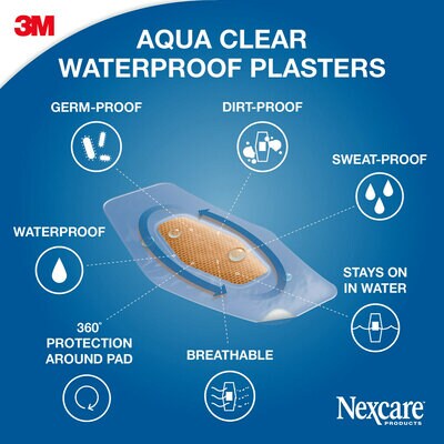 Nexcare Aqua Clear Waterproof Plasters Assorted 14 Pack 3M UK