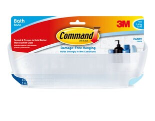 Command 3m-bath11 Bath Shower Caddy Large No Damage Adhesive Frosted, 8-Pack, White