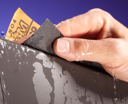 Our 3M Wetordry products are backed with a durable waterproof paper backing that supports wet and dry applications.