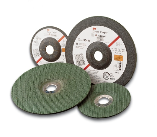 3M™ Green Corps™ Type 27 Depressed Center Wheel is a grinding wheel designed for heavy stock removal on most materials, including ferrous metals, stainless steels, alloy steels and cast iron.