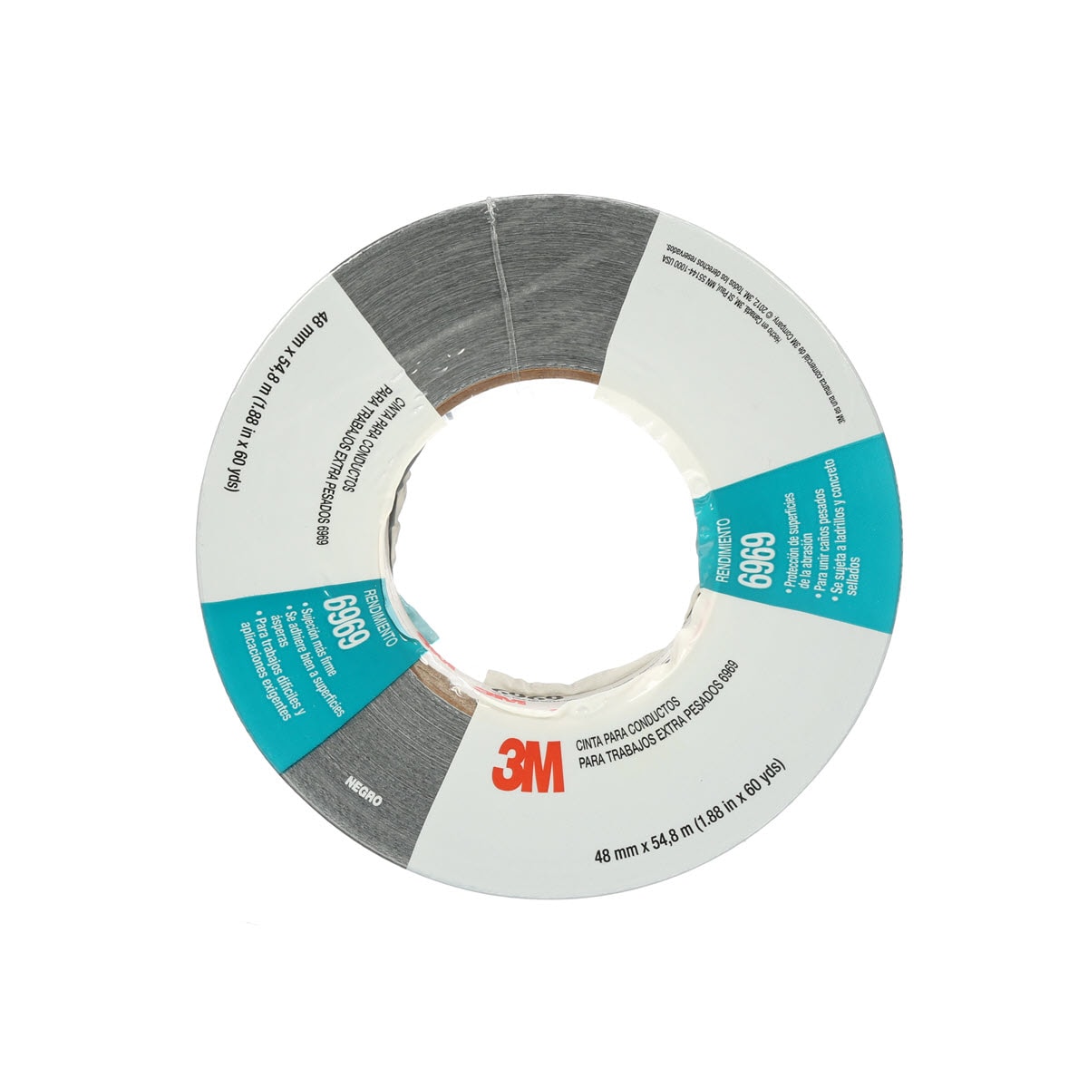 3M™ Extra Heavy Duty Duct Tape 6969, Black, 48 mm x 54.8 m, 10.7 mil