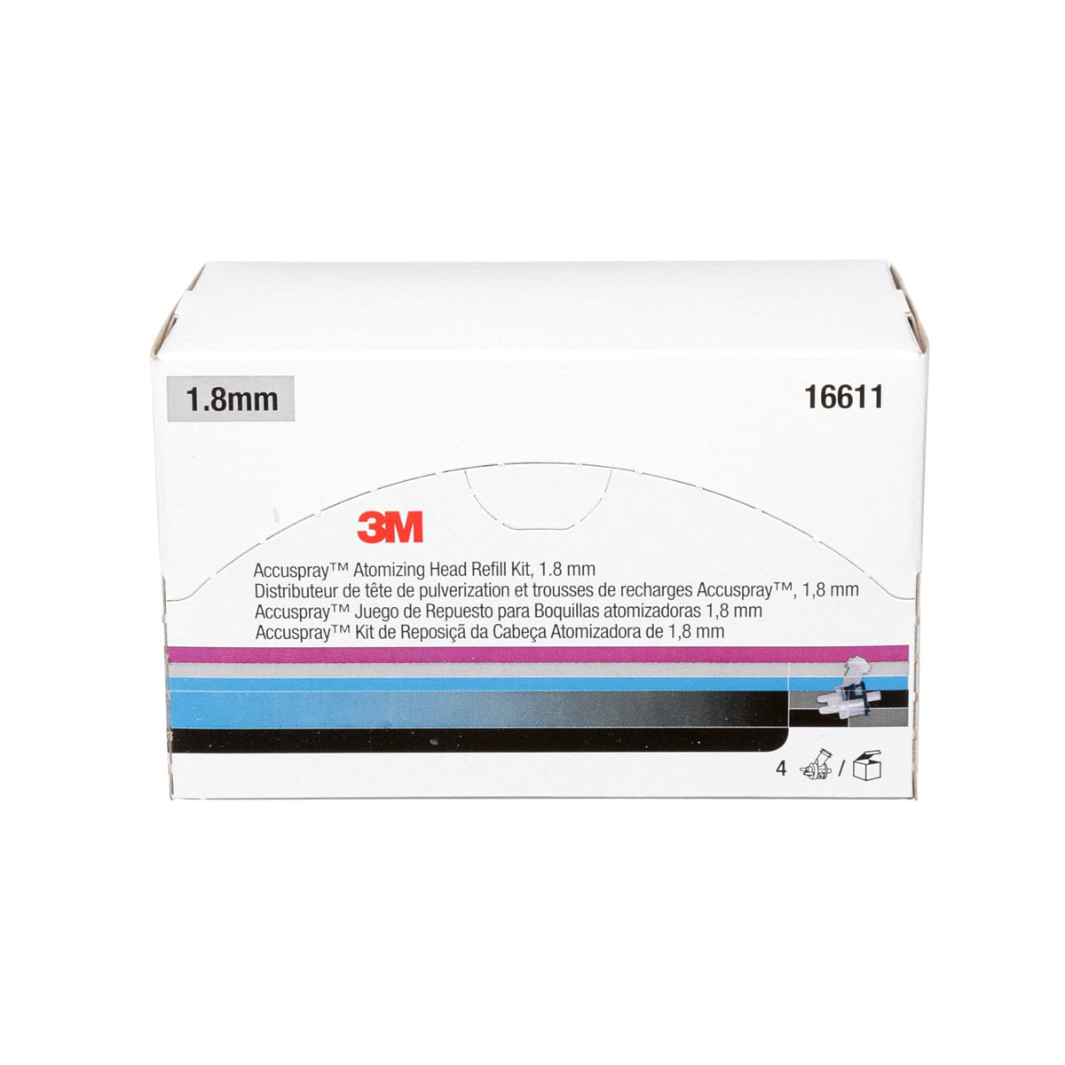 3M™ Accuspray™ Atomising Head, 16611, Clear, 1.8 mm, 4 per