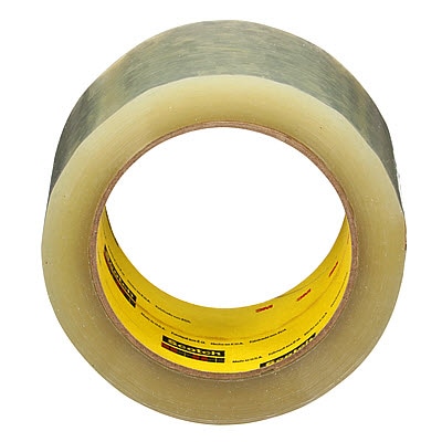 A roll of Scotch® High Tack Box Sealing Tape 375+, Clear, 72 mm x 50 m