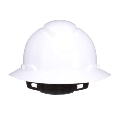3M SecureFit Non-Vented Full Brim Hard Hat CHH-FB-R-W6-SL, with Ratchet Adjustment, White