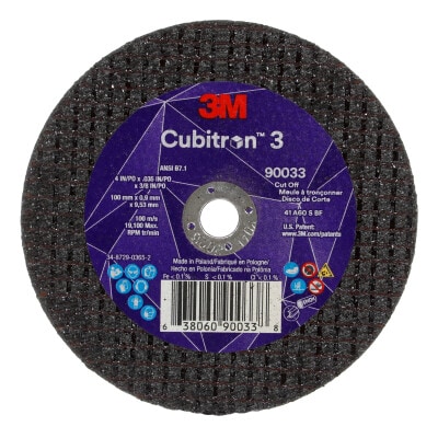 3M Cubitron 3 Cut-Off Wheel, 90033, 60+, T1, 4 in x 0.035 in x 3/8 in