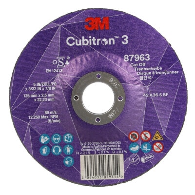 3M™ Cubitron™ 3 Cut-Off Wheel, 87963, 36+, T42, 125 mm x 2.5