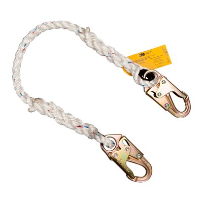 3 ft Nylon Rope, 1/2 in Dia, Locking Snap Hooks, 3110