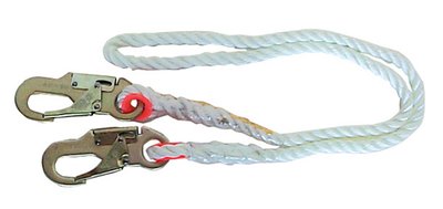 4 ft Nylon Rope, 1/2 in Dia, Locking Snap Hooks, 3111