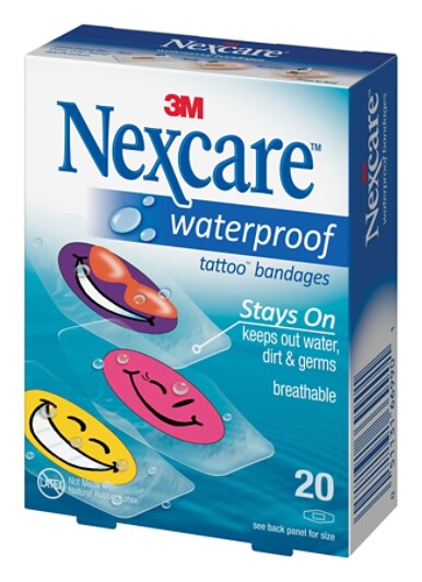 Nexcare(TM) Tattoo(TM) Waterproof Bandages, Cool Collection, 20-count assorted sizes