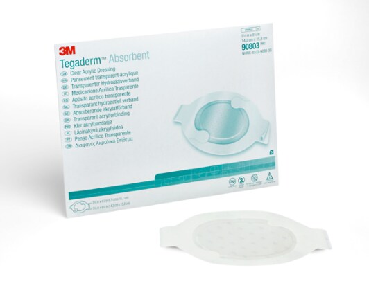 Tegaderm Absorbent Clear Acrylic Dressing, 90803 - white bkgd
