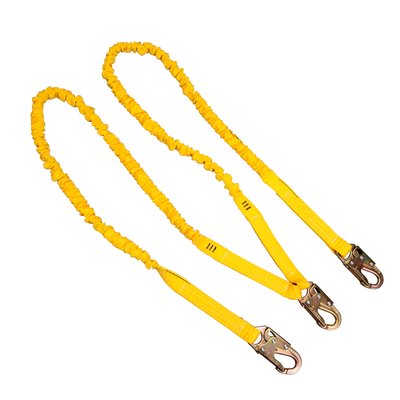 Shock Absorbing Lanyard, 6 ft. Dual Leg Tubular,  100% Tie-Off