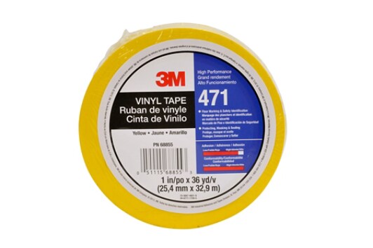 3M(TM) Vinyl Tape 471 Yellow, 1 in x 36 yd