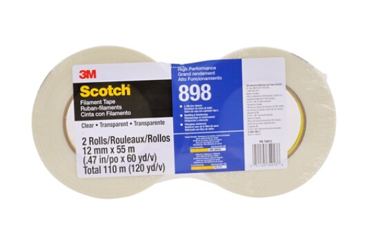 Scotch(R) Filament Tape 898 Clear, 12 mm x 55 m