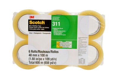 Scotch(R) Performance Box Sealing Tape 311 PK6 Clear