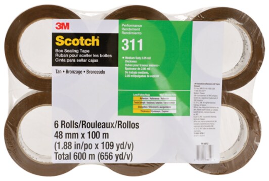 Scotch(R) Performance Box Sealing Tape 311 PK6 Tan