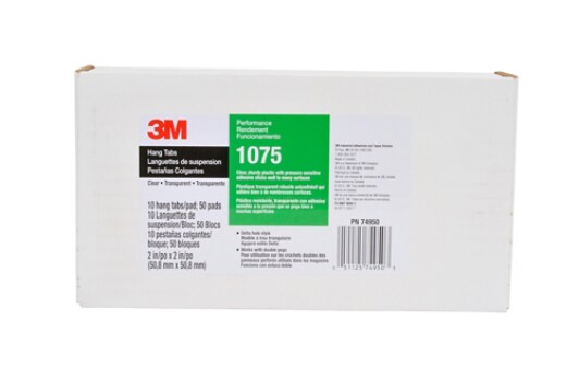 3M(TM) Hang Tab 1075 Clear, 2 in x 2 in