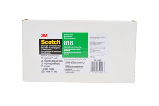 3M(TM)  Marking and Identification Tags 818 Yellow, 1 in x 4 in