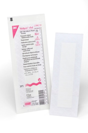 Medipore +Pad Soft Cloth Adhesive Wound Dressing 3571, white