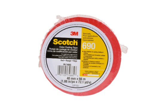 Scotch(R) Color Coding  Tape 690 Red, 48 mm x 66 m