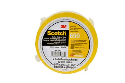 Scotch(R) Color Coding  Tape 690 Yellow, 12 mm x 66 m