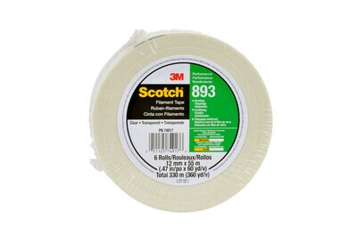 Scotch(R) Filament Tape 893 Clear, 12 mm x 55 m