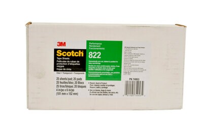 3M (TM) Tape Sheets 822 Clear, 4 in x 6 in