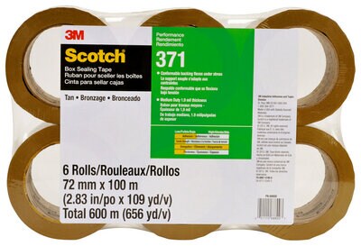 Scotch (R) Performance Box Sealing Tape 371 Tan