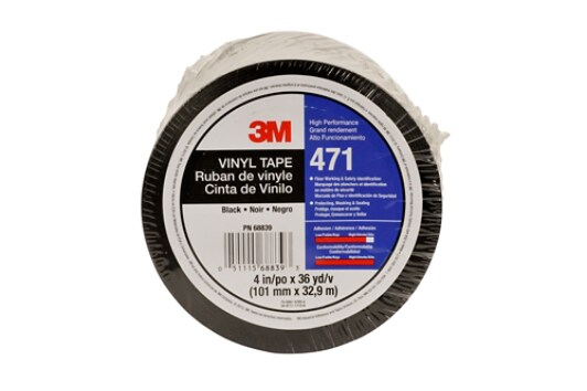 3M(TM) Vinyl Tape 471 Black, 4 in x 36 yd
