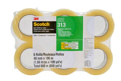 Scotch(R) Performance Box Sealing Tape 313 PK6 Clear