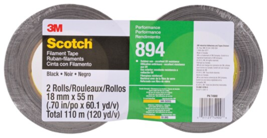 Scotch(R) Filament Tape 894 Black, 18 mm x 55 m