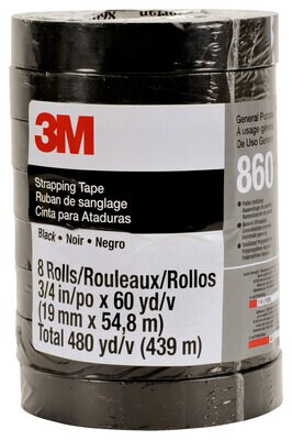 3M(TM) Strapping Tape 860 Black, 19 mm x 55 m