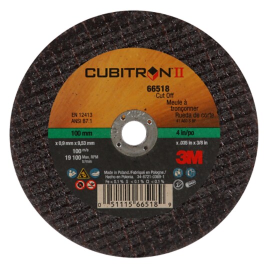 3M(TM) Cubitron(TM) II Cut-Off Whl T1,(66518) 4x.035x3/8in