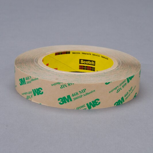 3M Adhesive Transfer Tape 468MP 1" Roll Tan Liner Green Print