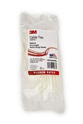 3M(TM) Cable Ties CT6NT40-C, 6" Length, 40 lb Tensile, Natural