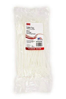 3M(TM) Cable Tie CT8NT50S-C, 8" L, 50 lb, Natural, Screw Mount