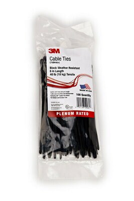 3M(TM) Cable Ties CT6BK40-C, 6" Length, 40 lb Tensile, Black