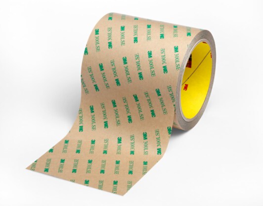 3M(TM) Double Coated Tape 9495LE roll being unrolled from core