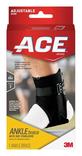 ACE(TM) Brand Ankle Brace with Side Stabilizers, Adjustable