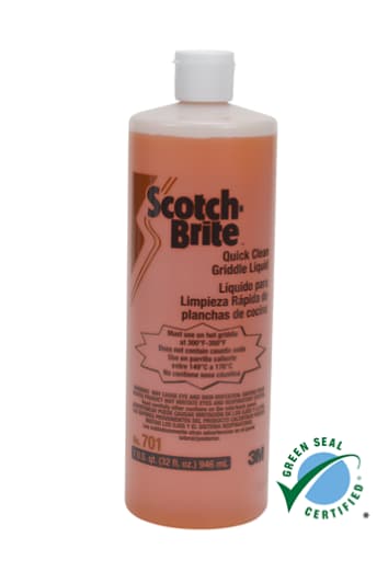 Scotch-Brite(TM) Quick Clean Griddle Liquid 701,Bottle-GreenSeal