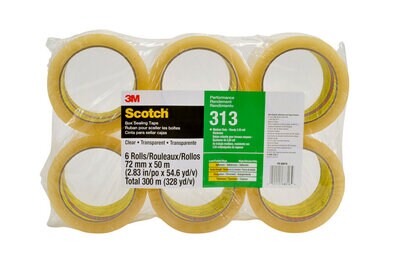 Scotch(R) Performance Box Sealing Tape 313 PK6 Clear