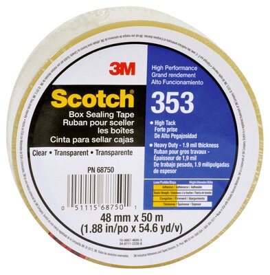 Scotch(R) High Performance Sealing Tape 353 Clear, 48 mm x 50 m