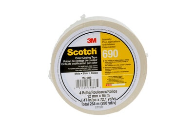 Scotch(R) Color Coding  Tape 690 White, 12 mm x 66 m