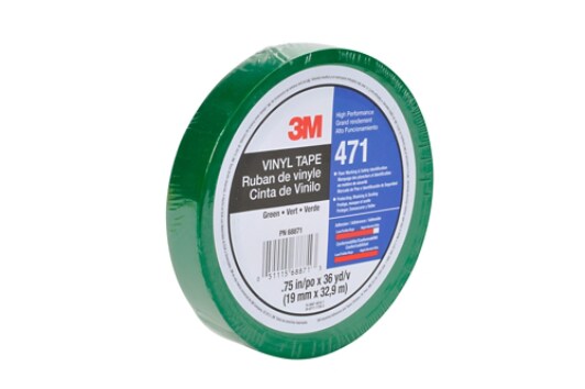 3M(TM) Vinyl Tape 471 Green, 3/4 in x 36 yd