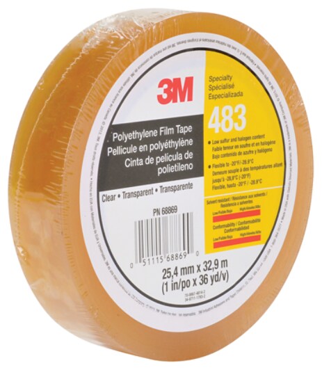 3M(TM) Polyethylene Film Tape 483 Transparent, 1 in x 36 yd