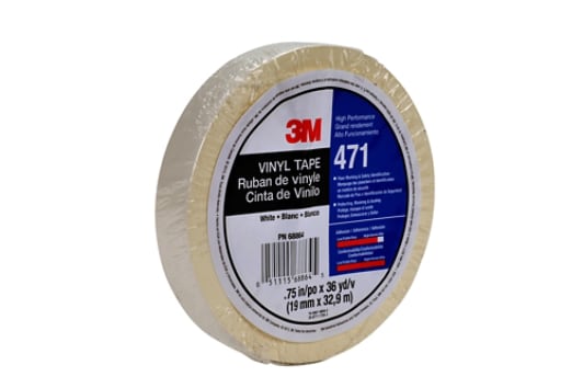 3M(TM) Vinyl Tape 471 White, 3/4 in x 36 yd