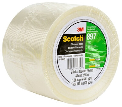 Scotch(R) Filament Tape 897 Clear, 48 mm x 55 m