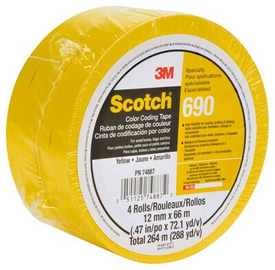 Scotch(R) Color Coding  Tape 690 Yellow, 12 mm x 66 m